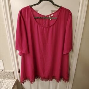 DRESSBARN FRINGED lace trimmed blouse size‎ 22/24